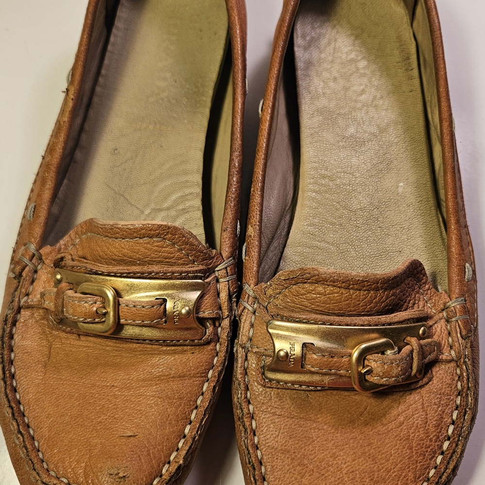 Prada Brown Leather With Gold-tone Hardwares, Size 36 1/2